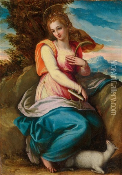 Heilige Agnes Oil Painting - Andrea del Minga