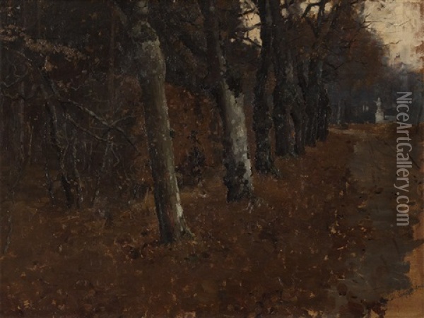 Alley In The Park Oil Painting - Albin Egger-Lienz