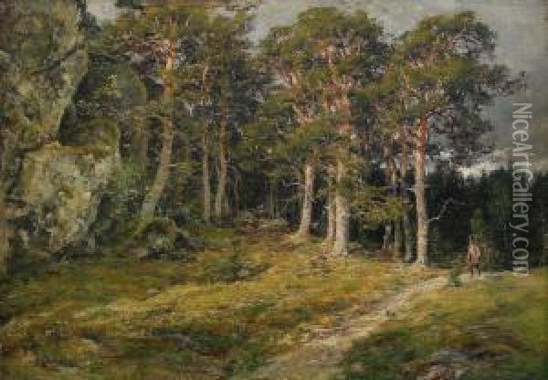 Landskap Med Jagare - Motiv Fran Saro Vasterskog Oil Painting - Berndt Adolf Lindholm