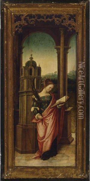 Saint Barbara; Saint Gudule Oil Painting - Barend Van Orley