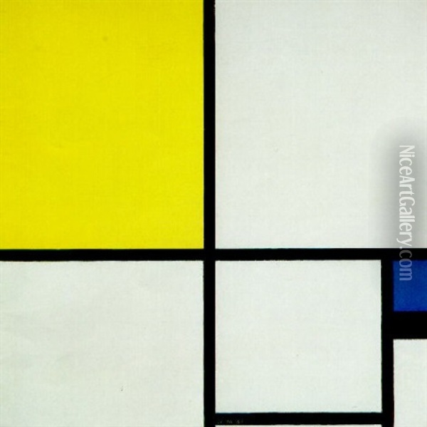 Composition Avec Bleu Et Jaune Oil Painting - Piet Mondrian