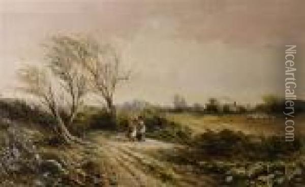 A Windy Day-near Henley Oil Painting - David W. Haddon