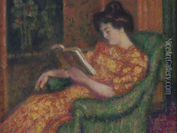 Femme à la Lecture Oil Painting - Georges Lemmen