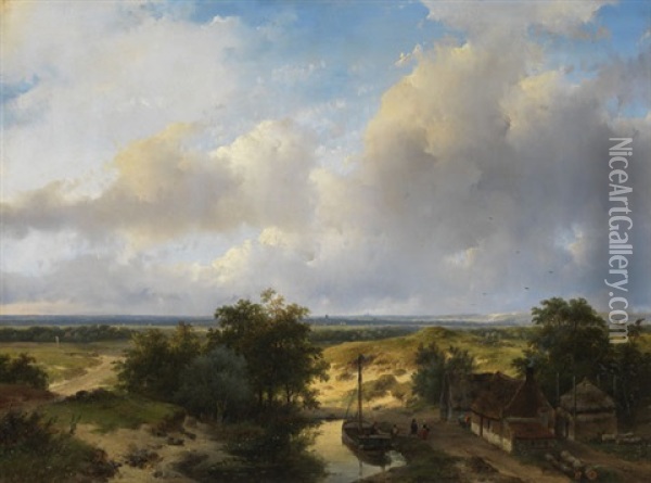 Hollandische Landschaft Mit Blick Auf Haarlem Oil Painting - Andreas Schelfhout