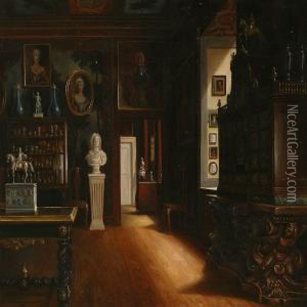 Interior From Rosenborg Castle,copenhagen Oil Painting - Christian Tilemann-Petersen