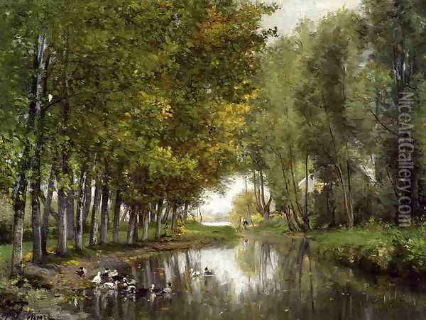 Bras de Seine du cote de Neuilly Oil Painting - Stanislas Lepine