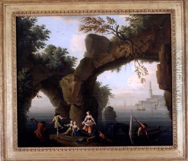 La Danse Au Bord De Mer Oil Painting - Charles Francois Lacroix