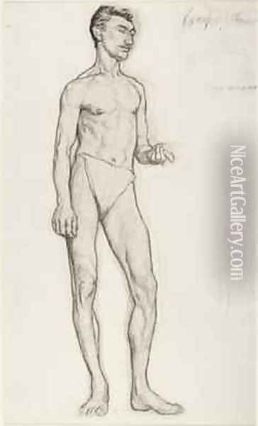 A Study of a Male Nude Figure 1895 Oil Painting - Ida Margaret Nettleship