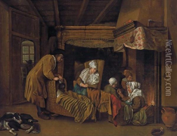 Familie In Der Stube Oil Painting - Jan Josef Horemans the Elder