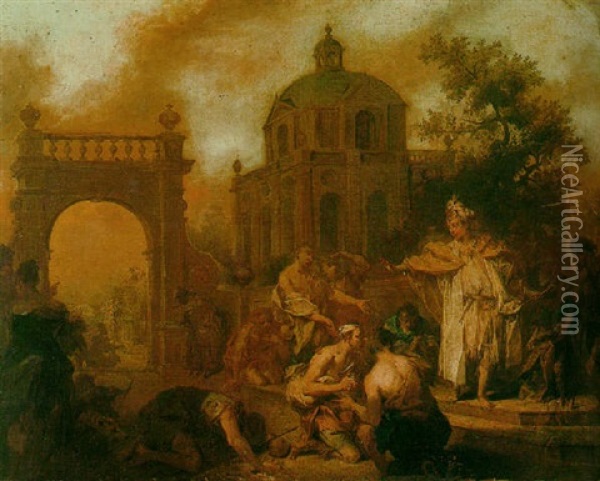 Joseph's Brothers Before Him In Egypt Oil Painting - Johann Conrad Seekatz