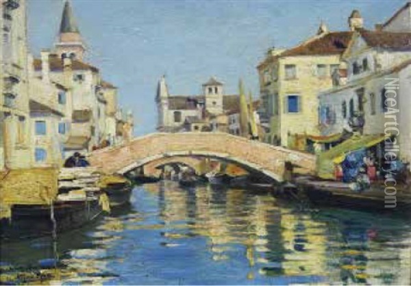 Vue De Venise Oil Painting - Alfred Smith