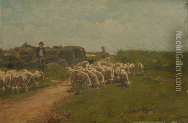 Le Troupeau De Moutons Oil Painting - Jean Baptiste de Greef