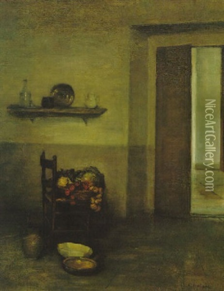 Interior With Still Life Oil Painting - Carl Vilhelm Holsoe
