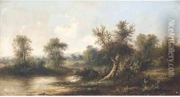A river landscape Oil Painting - John Henry Boel