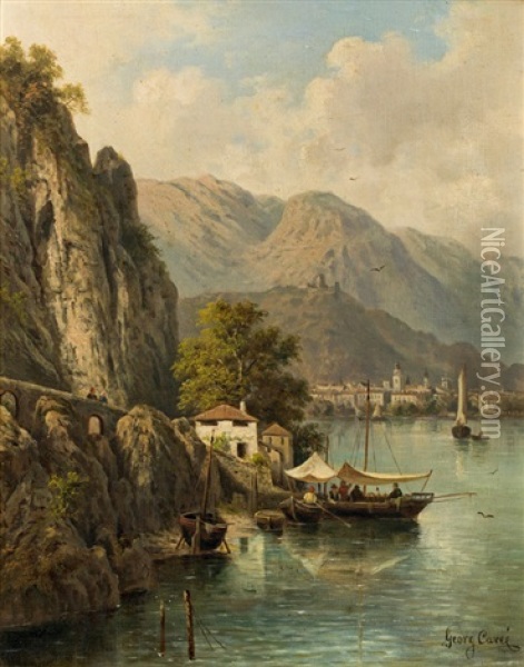 Blick Auf Riva Am Gardasee Oil Painting - Julius Karl Rose