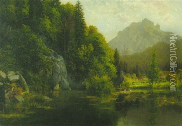 Der Wendlinger See Bei Hohenschwangau Oil Painting - Josef Schoyerer