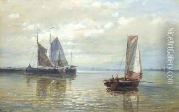 Sailing vessels in a calm Oil Painting - Abraham Hulk Snr
