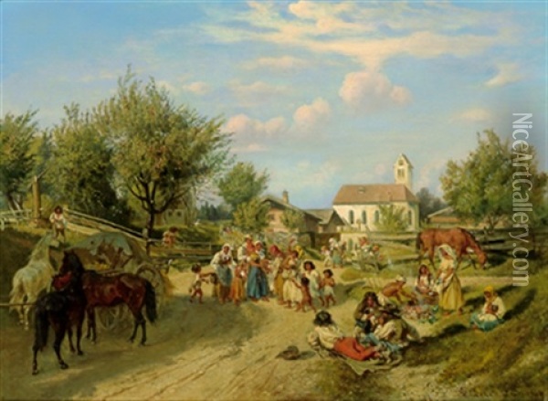 Zigeuner In Einem Bayerischen Dorf Oil Painting - Wilhelm Emele
