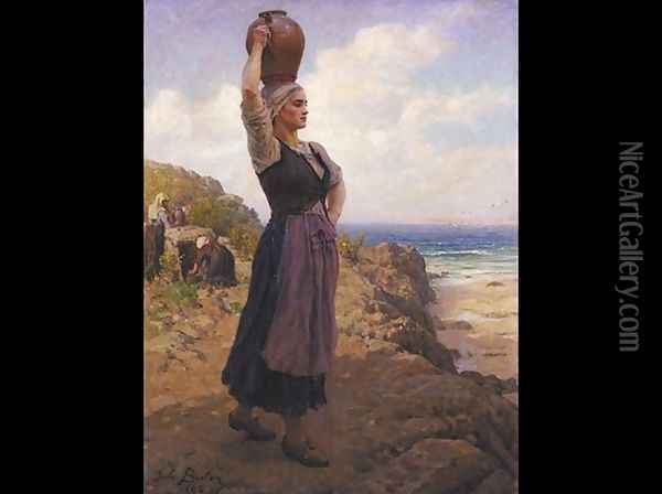 A la Fontaine (At the Fountain) Oil Painting - Jules Breton