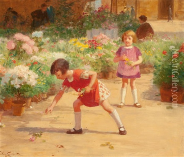 Gathering Flowers Oil Painting - Victor Gabriel Gilbert