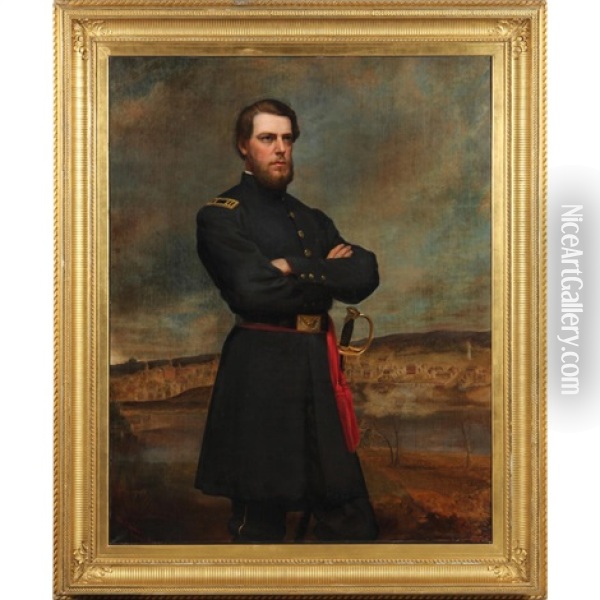 Early Portrait Of A Future Union Brigadier Oil Painting - William Thomas Mathews