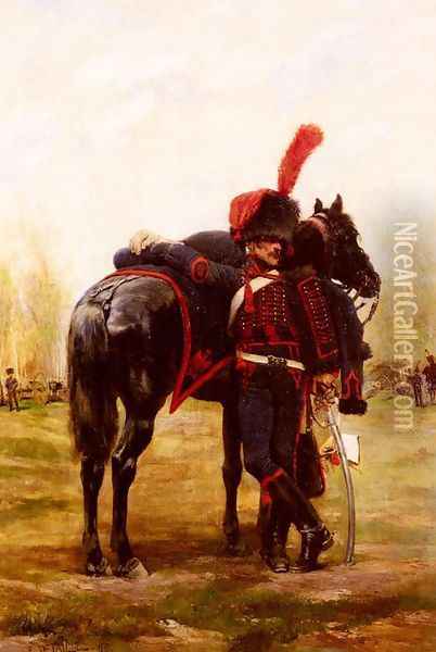 Artillerie à cheval de la Garde Imperiale (Mounted Artillery of the Imperial Guard) Oil Painting - Jean Baptiste Edouard Detaille
