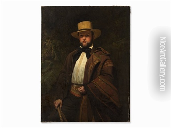 Portrait Friedrich W. Huetz Oil Painting - Emanuel Leutze