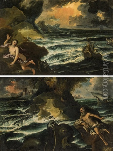 Ariadne On Naxos & Jonah And The Whale (counterparts) Oil Painting - Alessio De Marchis
