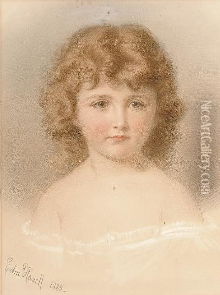 Portrait Of A Young Girl, Head And Shoulders Oil Painting - Edmund Havell Jnr.