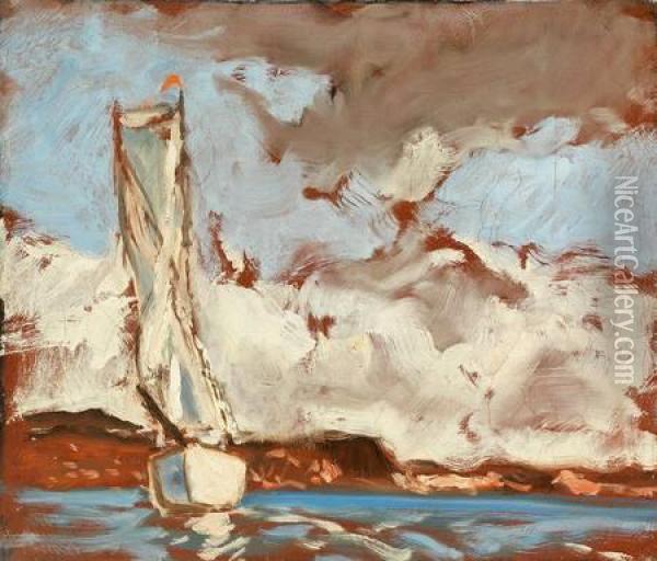 Segelschiff Vorkustenlandschaft Oil Painting - Hermann Urban