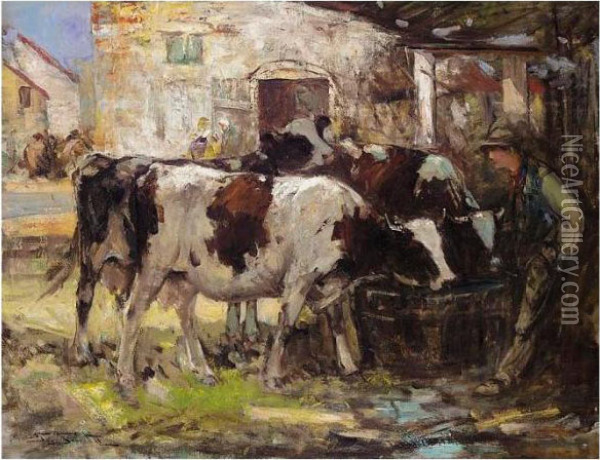 The Watering Place Oil Painting - George Smith