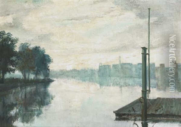 Riverside Scene Oil Painting - Sidney Smith