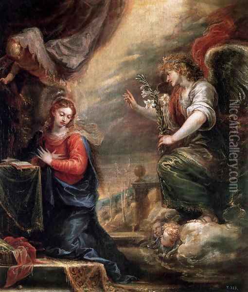 Annunciation Oil Painting - Francisco Rizi