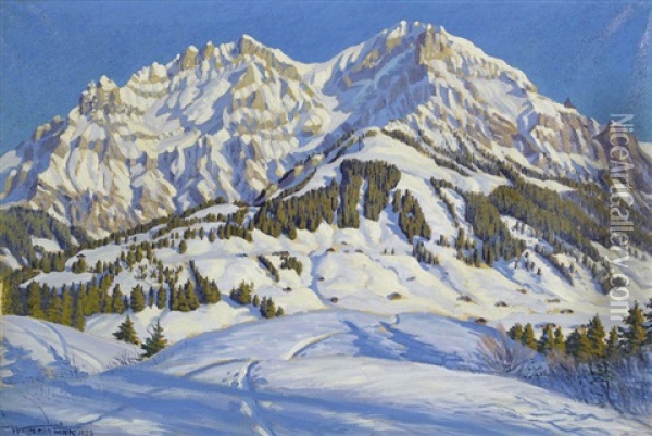 Der Grosse Lohner Im Winter Oil Painting - Waldemar Theophil Fink