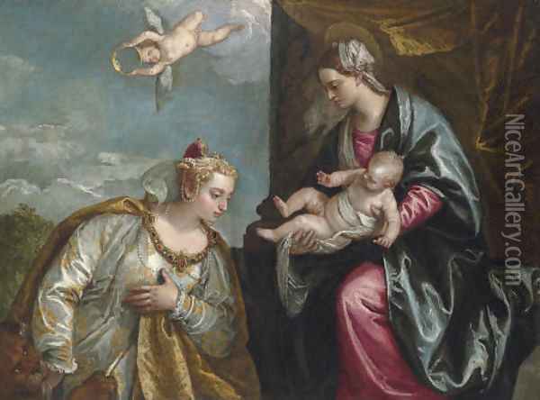 Allegory of the City of Venice adoring the Madonna and Child Oil Painting - Paolo Veronese (Caliari)