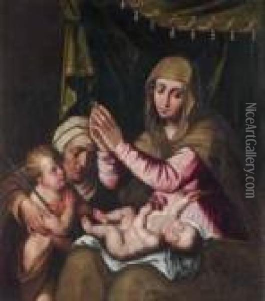 Sant'elisabetta E San Giovannino Oil Painting - Scipione Pulzone