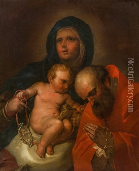 Madonna Mit Kind, Hl. Liborius Oil Painting - Paolo Pagani