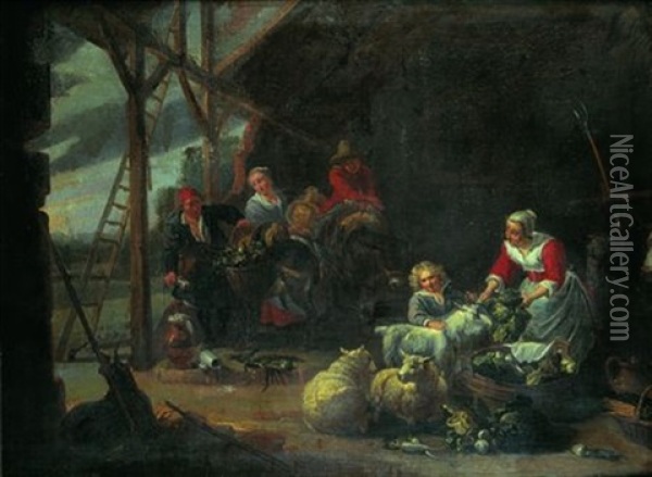 Scene D'interieur D'etable Oil Painting - Willem van Herp the Elder