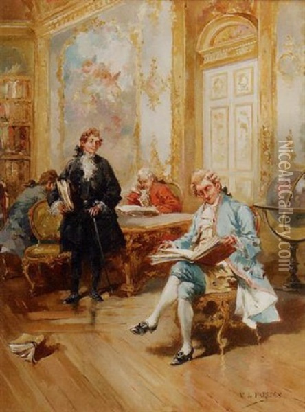 In The Library Oil Painting - Vicente Garcia de Paredes