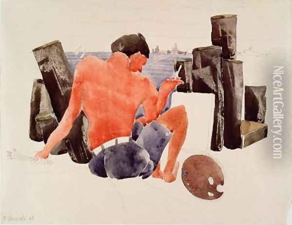 The Artist on the Beach at Provincetown Oil Painting - Charles Demuth
