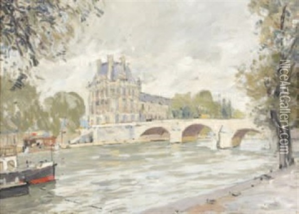 Pont Neuf Et Pavillon De Flore Oil Painting - Paul Mathieu