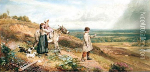 The Donkey Ride Oil Painting - Myles Birket Foster