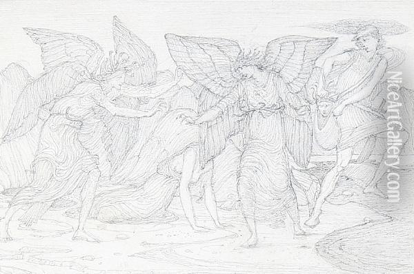 Study For The Escape Of Perseus Bearing The Head Of Medusa Oil Painting - Sir Edward Coley Burne-Jones