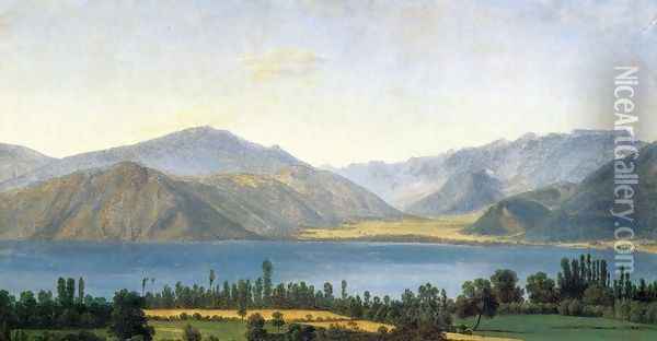 Mountains and a Lake Oil Painting - Jean-Joseph-Xavier Bidauld