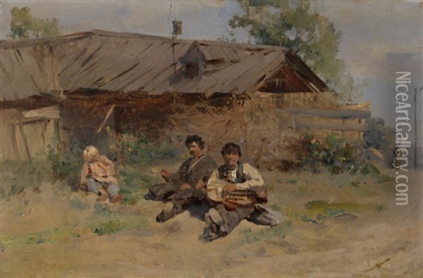 Bandura Players Oil Painting - Konstantin Egorovich Makovsky