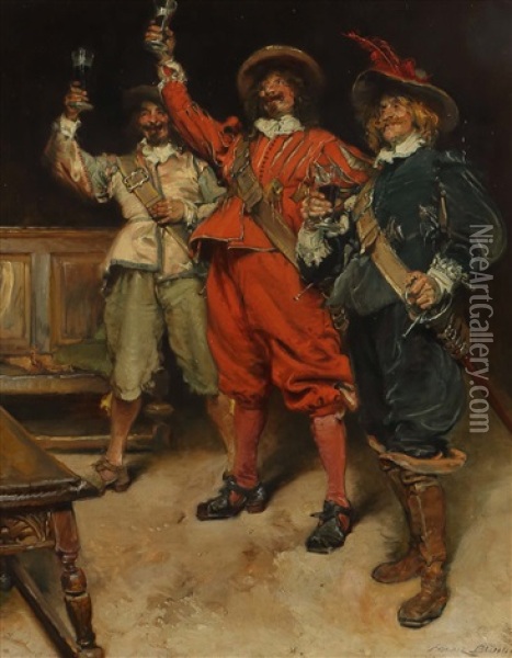 Drei Musketiere Oil Painting - Edgar Bundy