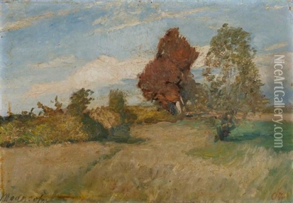 Landschaft Mit Zwei Baumen Oil Painting - Otto Modersohn