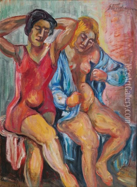 Bathing Women Oil Painting - Heinrich Steinhagen