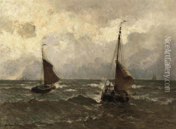 Setting Out To Sea Oil Painting - German Grobe