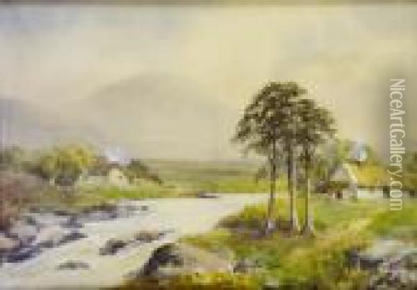 A Fishing Stream, Co. Donegal Oil Painting - William Bingham McGuinness
